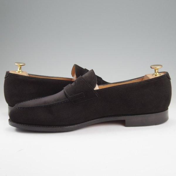 美品★ジョンロブ 9E【現行定価￥254,100-★ロペス/LOPEZ】4395ラスト/コインローファー/スエード/黒/メンズ/JOHN LOBB★l918