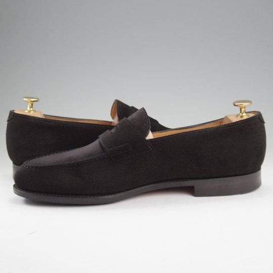 美品★ジョンロブ 9E【現行定価￥254,100-★ロペス/LOPEZ】4395ラスト/コインローファー/スエード/黒/メンズ/JOHN LOBB★l918