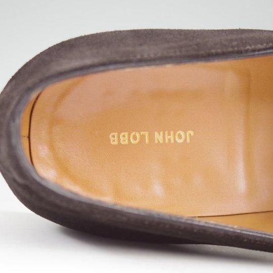 美品★ジョンロブ 9E【現行定価￥254,100-★ロペス/LOPEZ】4395ラスト/コインローファー/スエード/黒/メンズ/JOHN LOBB★l918