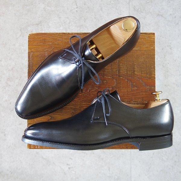 未使用★クロケット&ジョーンズ 7.5E【★CRAWLEY/クローリー/360ラスト】CITYソール/Vフロント/プレーントゥ/黒/Crockett&Jones★l924