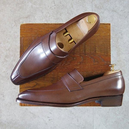 未使用★Perfetto/ペルフェット SIZE 7.5【グッドイヤーウェルテッド製法★ローファー/濃茶】スリッポン/カーフ/メンズ★l925