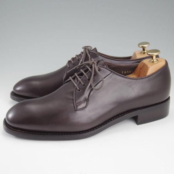 未使用★ビナセーコー製 SIZE 7.5【(浅草)鞆ゑTG100同仕様★FENETRE/フネートル/プレーントゥ】カーフ/濃茶/メンズ★l926