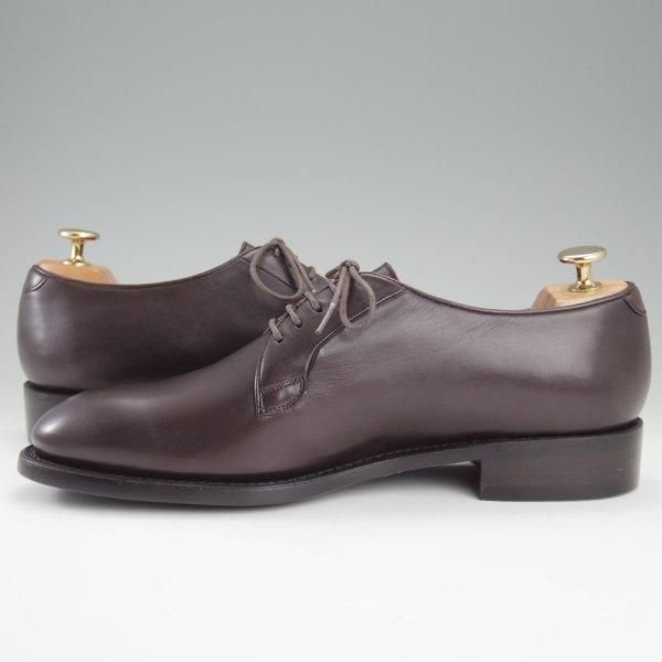 未使用★ビナセーコー製 SIZE 7.5【(浅草)鞆ゑTG100同仕様★FENETRE/フネートル/プレーントゥ】カーフ/濃茶/メンズ★l926