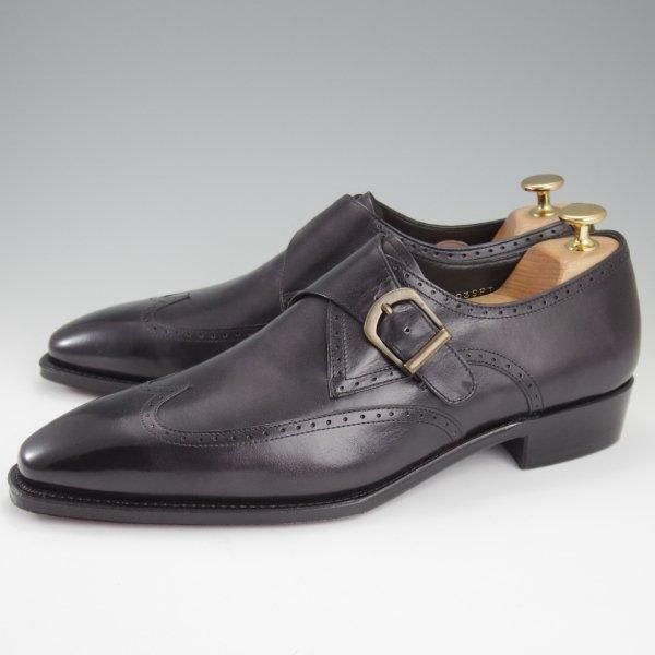 未使用★Perfetto/ペルフェット SIZE 7.5【グッドイヤーウェルテッド製法★モンクストラップ/黒】カーフ/メンズ★l927