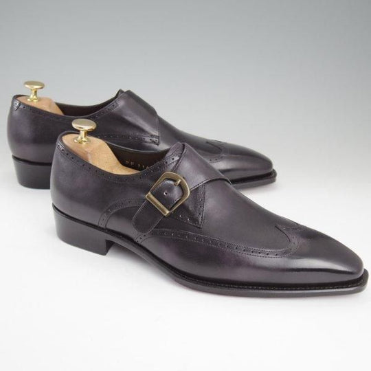 未使用★Perfetto/ペルフェット SIZE 7.5【グッドイヤーウェルテッド製法★モンクストラップ/黒】カーフ/メンズ★l927