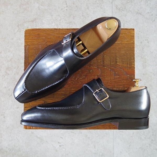 未使用★(スペイン製)カルミナ SIZE 7.5【定価￥88,000-★モンクストラップ/80694】BALITXラスト/カーフ/黒/メンズ/CARMINA★l928