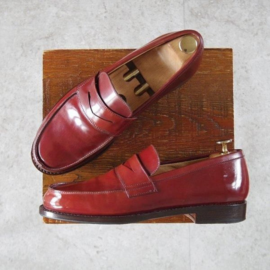 極美品★パラブーツ SIZE 6【定価17万円以上★コードバン仕様/ADONEY】アドニー/コインローファー/赤茶/メンズ/Paraboot★l934