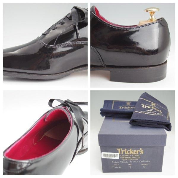 未使用★トリッカーズ SIZE 7【貴重★プレーントゥ/M6606/黒】パテントレザー/メンズ/Tricker's★l938