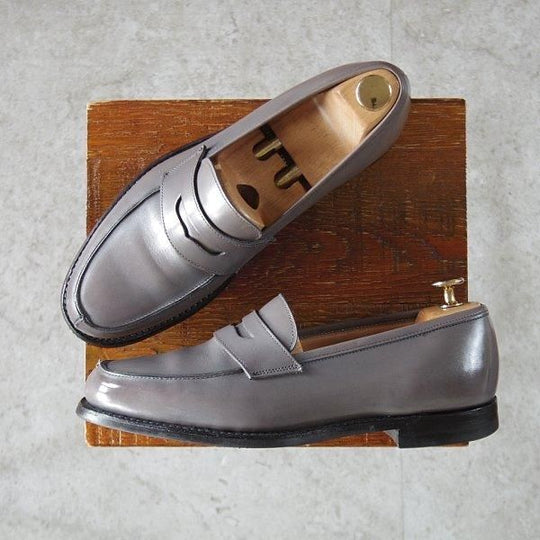 極上★クロケット&ジョーンズ 6.5E【定価￥88,000-★LINCOLN 2/CITYソール】376ラスト/コインローファー/カーフ/灰/Crockett&Jones★l951