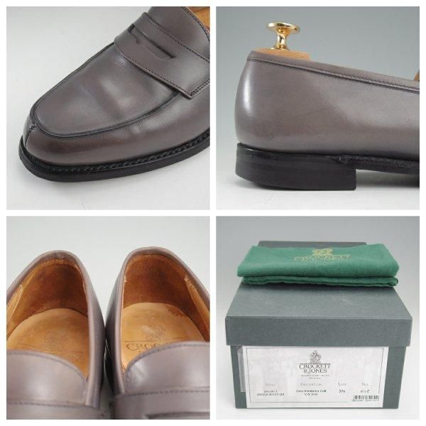 極上★クロケット&ジョーンズ 6.5E【定価￥88,000-★LINCOLN 2/CITYソール】376ラスト/コインローファー/カーフ/灰/Crockett&Jones★l951