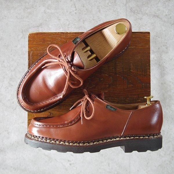 美品★パラブーツ SIZE 40.5【定価￥94,600-★ミカエル/MICHAEL】チロリアンシューズ/リスレザー/マロン/茶/メンズ/Paraboot★l954