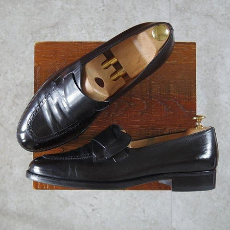 極上★(伊)タニノクリスチー SIZE 9【定価15万円以上★バタフライローファー/黒】スリッポン/カーフ/メンズ/TANINO CRISCI★l967