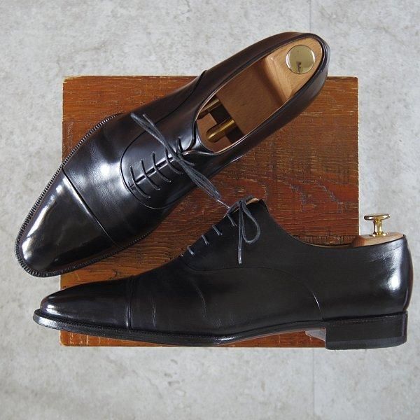 極美品★(伊)エンツォ・ボナフェ SIZE 10【定価￥148,500-★ストレートチップ/03458】カーフ/黒/メンズ/Enzo Bonafe★l969
