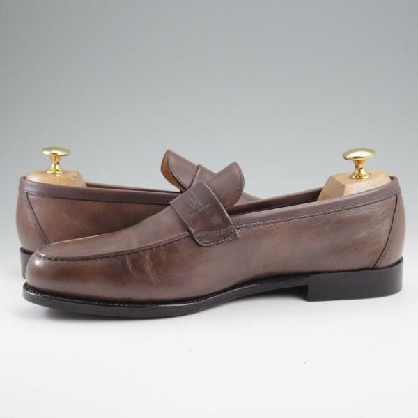 極美品★ジョンロブ SIZE 5.5【貴重★エルメス別注/HERMES/ミュージアムカーフ】HENRI/H513ラスト/ローファー/灰茶/JOHN LOBB★l982