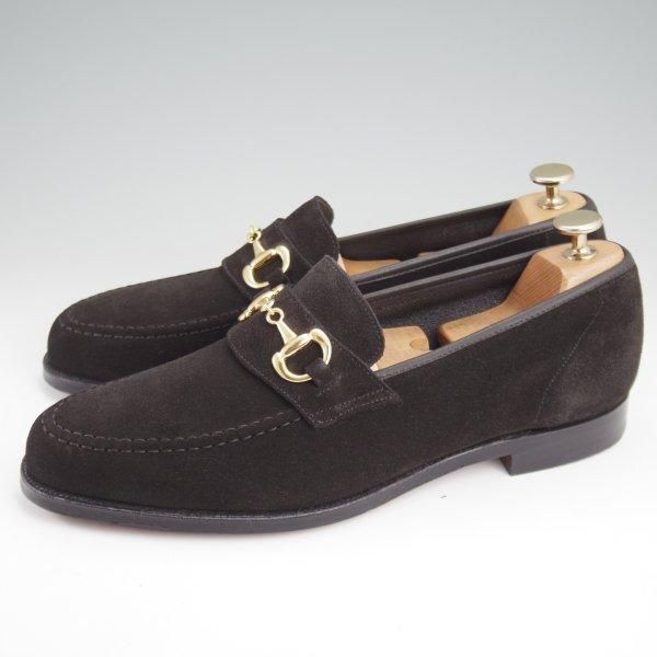 未使用★クロケット&ジョーンズ 8.5E【現行定価10万円以上★FINCHLEY 2/ビットローファー】376ラスト/スエード/黒/Crockett&Jones★l986