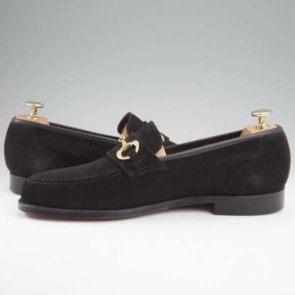 未使用★クロケット&ジョーンズ 8.5E【現行定価10万円以上★FINCHLEY 2/ビットローファー】376ラスト/スエード/黒/Crockett&Jones★l986