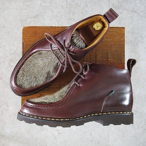 未使用★パラブーツ SIZE 6.5【貴重★フォック仕様(アザラシの毛皮)/MUCY】ミューシー/チロリアンブーツ/リスレザー/濃茶/Paraboot★l995