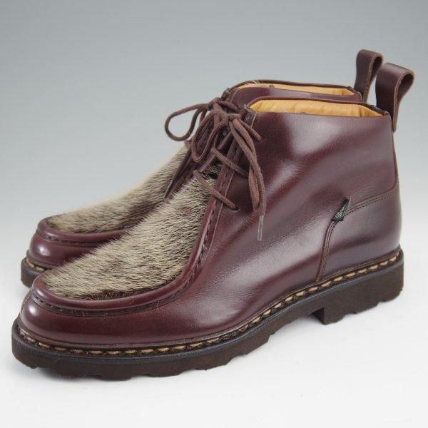 未使用★パラブーツ SIZE 6.5【貴重★フォック仕様(アザラシの毛皮)/MUCY】ミューシー/チロリアンブーツ/リスレザー/濃茶/Paraboot★l995
