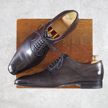 極美品★(伊)サントーニ SIZE 6【貴重★クロコダイル×カーフ/コンビ仕様】オックスフォードシューズ/黒/メンズ/Santoni★l998