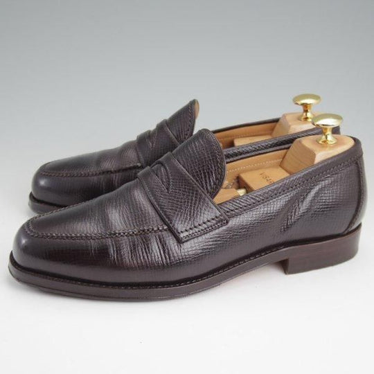 美品★(伊)F.LLIジャコメッティ SIZE 38【定価￥113,300-★ユタカーフ仕様/コインローファー/FG361】濃茶/メンズ/Giacometti★m009