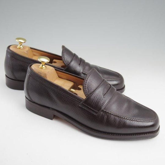 美品★(伊)F.LLIジャコメッティ SIZE 38【定価￥113,300-★ユタカーフ仕様/コインローファー/FG361】濃茶/メンズ/Giacometti★m009