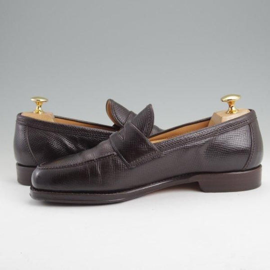 美品★(伊)F.LLIジャコメッティ SIZE 38【定価￥113,300-★ユタカーフ仕様/コインローファー/FG361】濃茶/メンズ/Giacometti★m009