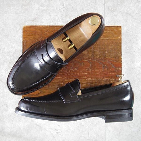極美品★三陽山長 SIZE 9【定価￥88,000-★弥伍郎/R2013ラスト】コインローファー/カーフ/黒/メンズ/YAGORO/Sanyo Yamacho★m017