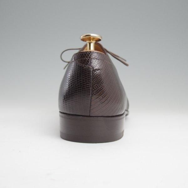 極美品★(伊)エンツォ・ボナフェ SIZE 7【貴重★リザード仕様/Vフロント/濃茶】プレーントゥ/メンズ/Enzo Bonafe★m028