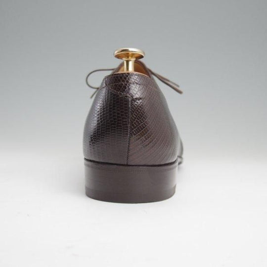 極美品★(伊)エンツォ・ボナフェ SIZE 7【貴重★リザード仕様/Vフロント/濃茶】プレーントゥ/メンズ/Enzo Bonafe★m028