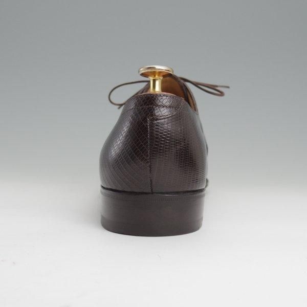 極美品★(伊)エンツォ・ボナフェ SIZE 7【貴重★リザード仕様/Vフロント/濃茶】プレーントゥ/メンズ/Enzo Bonafe★m028