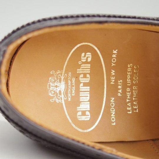 未使用★チャーチ 75F/UK7.5【デッドストック品★旧チャーチ/SWIFT/3都市ロゴ】84ラスト/フルブローグ/黒/カーフ/メンズ/Church's★m029