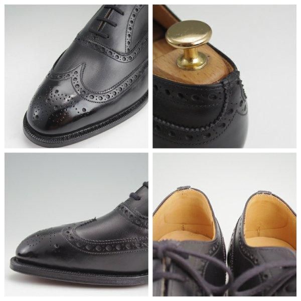 未使用★チャーチ 75F/UK7.5【デッドストック品★旧チャーチ/SWIFT/3都市ロゴ】84ラスト/フルブローグ/黒/カーフ/メンズ/Church's★m029