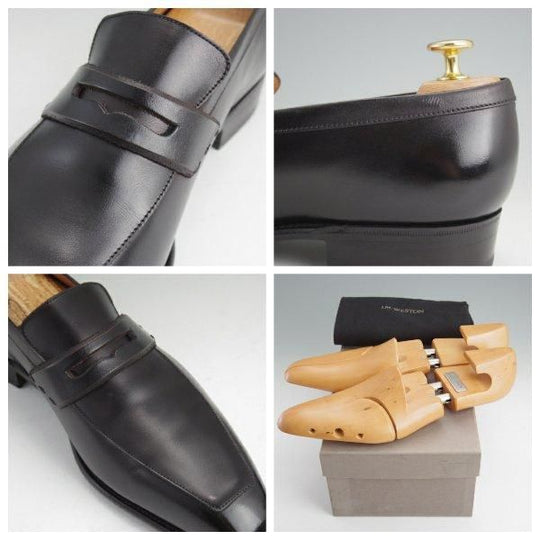極美品★J.M.ウエストン 7D【貴重★純正シューツリー付き/アストンライン/414】コインローファー/K3ラスト/黒/Weston/ウェストン★m032