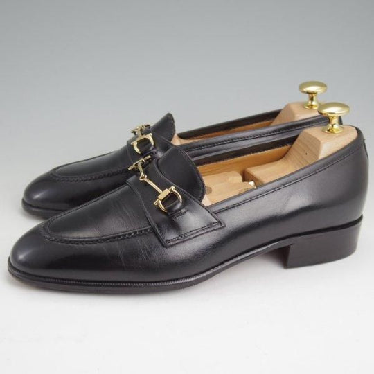 極美品★(伊製)Le Yucca's/レユッカス SIZE 38.5【定価￥140,800-★エンツォ・ボナフェ製/ビットローファー】スリッポン/黒★m035