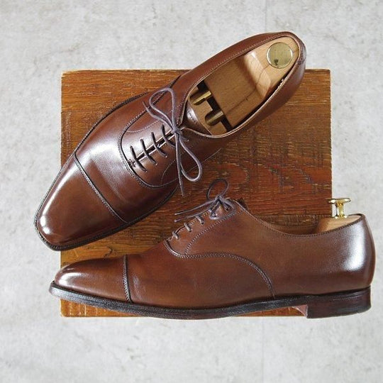 極美品★クロケット&ジョーンズ 7.5E【定価￥132,000-★HALLAM/348ラスト】ハラム/ストレートチップ/カーフ/濃茶/Crockett&Jones★m060