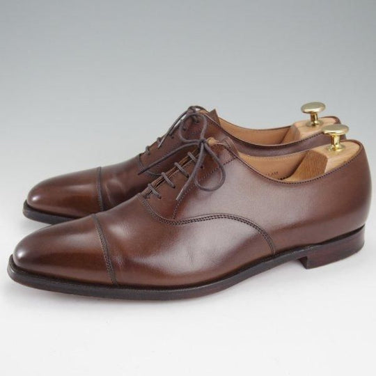 極美品★クロケット&ジョーンズ 7.5E【定価￥132,000-★HALLAM/348ラスト】ハラム/ストレートチップ/カーフ/濃茶/Crockett&Jones★m060