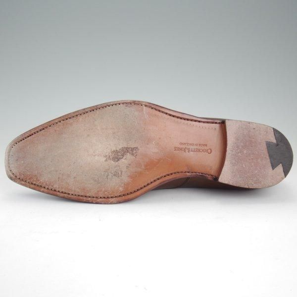 極美品★クロケット&ジョーンズ 7.5E【定価￥132,000-★HALLAM/348ラスト】ハラム/ストレートチップ/カーフ/濃茶/Crockett&Jones★m060