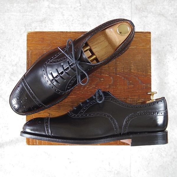 未使用★チャーチ 75F/UK7.5【定価￥176,000-★ディプロマット/DIPLOMAT】173ラスト/セミブローグ/カーフ/黒/メンズ/Church's★m068