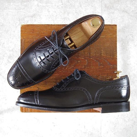 未使用★チャーチ 75F/UK7.5【定価￥176,000-★ディプロマット/DIPLOMAT】173ラスト/セミブローグ/カーフ/黒/メンズ/Church's★m068