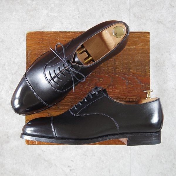 未使用★クロケット&ジョーンズ 7.5E【ハンドグレードライン★WHITEHALL/ストレートチップ】330ラスト/カーフ/黒/Crockett&Jones★m085