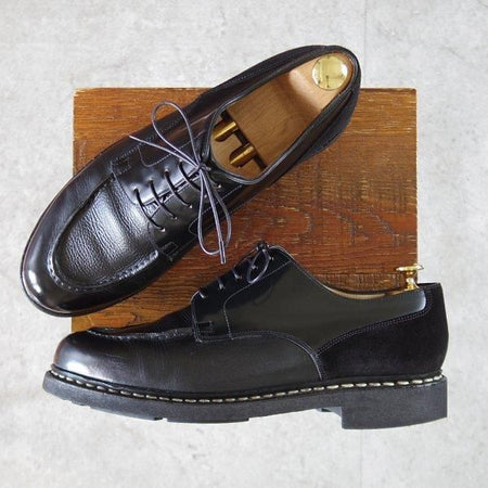 極上★パラブーツ SIZE 8.5【モデル定価￥96,800-★クレイジーパターンのCHAMBORD/シャンボード】Uチップ/黒/Paraboot★m093