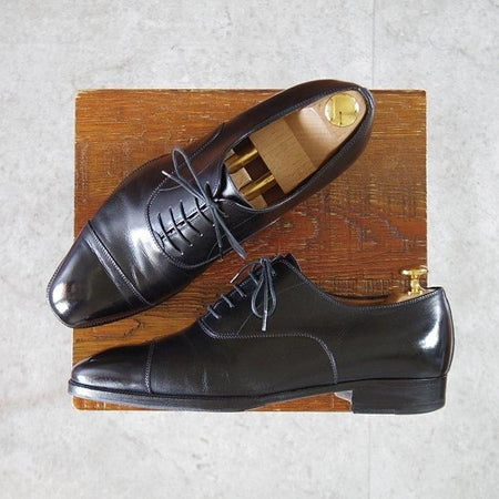 極上★(伊)エンツォ・ボナフェ SIZE 5.5【定価10万円以上★ストレートチップ/黒】カーフ/メンズ/Enzo Bonafe★m099