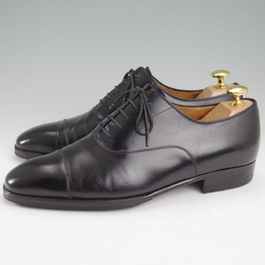 極上★(伊)エンツォ・ボナフェ SIZE 5.5【定価10万円以上★ストレートチップ/黒】カーフ/メンズ/Enzo Bonafe★m099