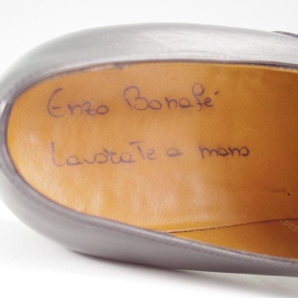 極上★(伊)エンツォ・ボナフェ SIZE 5.5【定価10万円以上★ストレートチップ/黒】カーフ/メンズ/Enzo Bonafe★m099