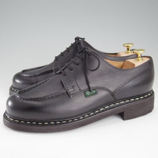 極美品★パラブーツ SIZE 6.5【定価￥96,800-★シャンボード/CHAMBORD】リスレザー/TEXソール/Uチップ/NOIR/黒/メンズ/Paraboot★m110