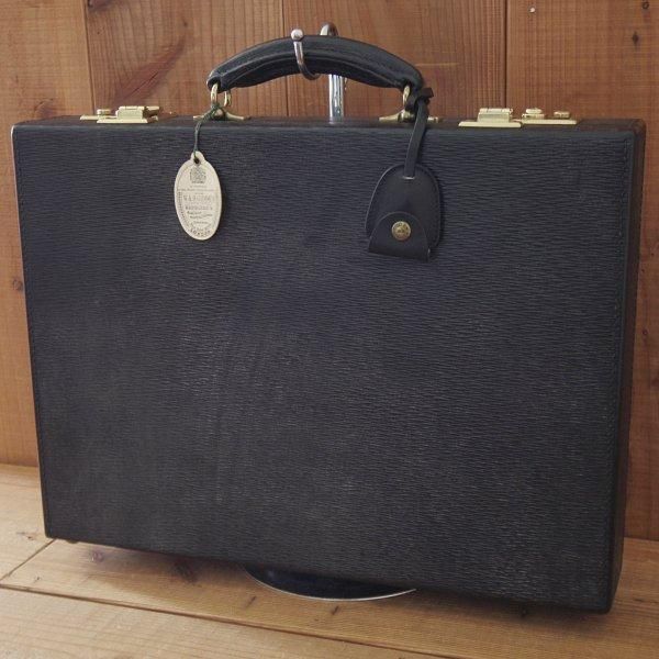 未使用★(英)W&H GIDDEN【極希少なデッドストック品★流線型押しブライドルレザー/アタッシュケース】ビジネス/バッグ/黒/WHギデン★N5949