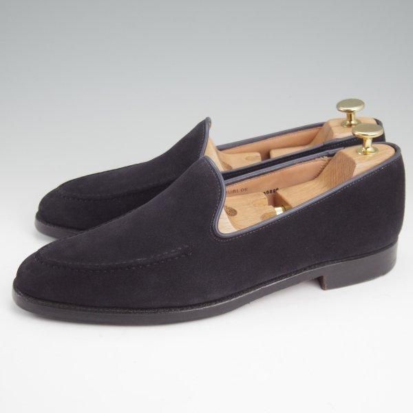 極上★クロケット&ジョーンズ 7.5E【現行定価10万円以上★EDIFICE別注/ローファー/THURLOE】302ラスト/スエード/紺/Crockett&Jones★m118