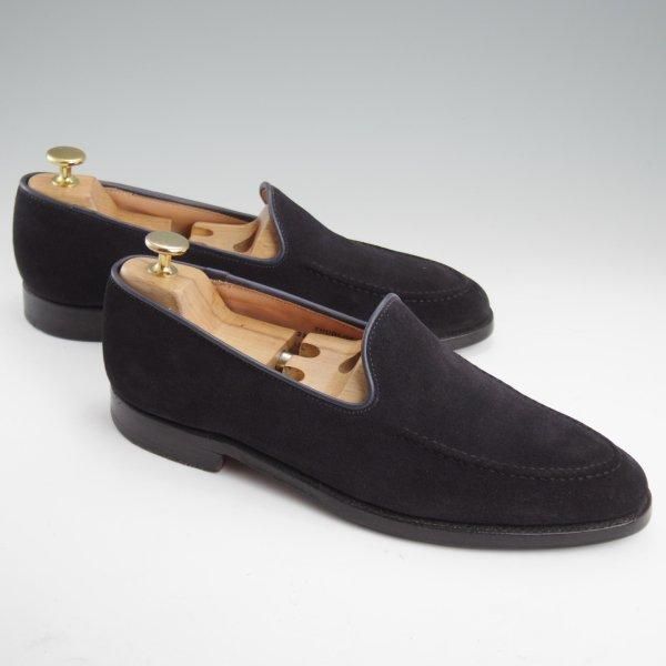 極上★クロケット&ジョーンズ 7.5E【現行定価10万円以上★EDIFICE別注/ローファー/THURLOE】302ラスト/スエード/紺/Crockett&Jones★m118