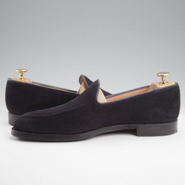 極上★クロケット&ジョーンズ 7.5E【現行定価10万円以上★EDIFICE別注/ローファー/THURLOE】302ラスト/スエード/紺/Crockett&Jones★m118