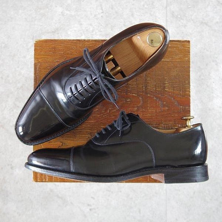 極上★チャーチ 65G/UK6.5【★ストレートチップ/HONGKONG】136ラスト/ポリッシュドバインダーカーフ/黒/メンズ/Church's★m119